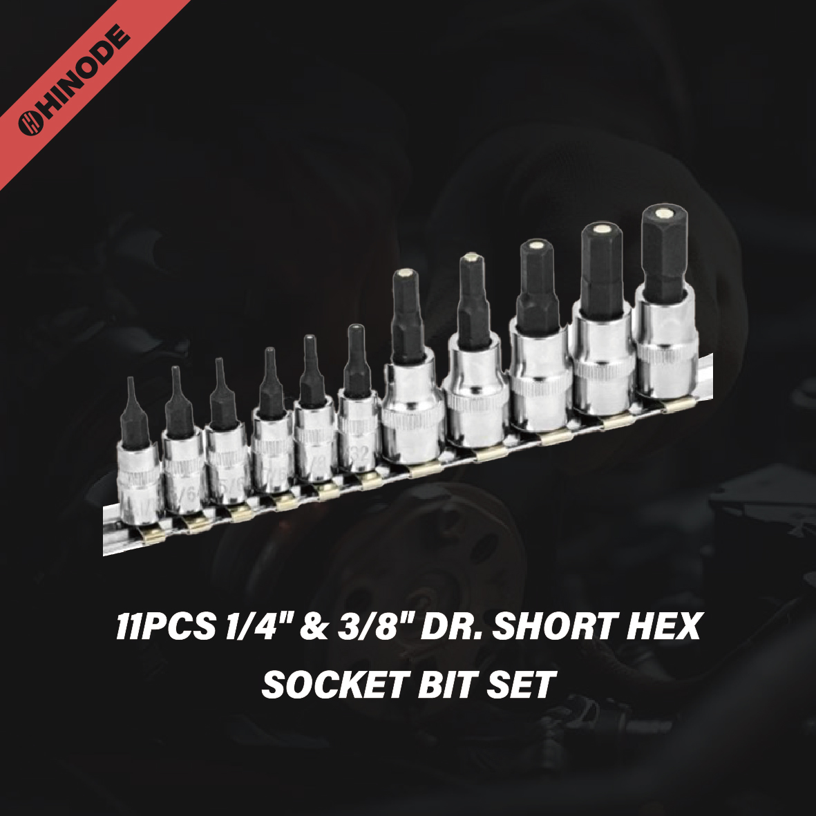 11PCS 1/4 AND 3/8 DR. SHORT HEX SOCKET BIT SET
