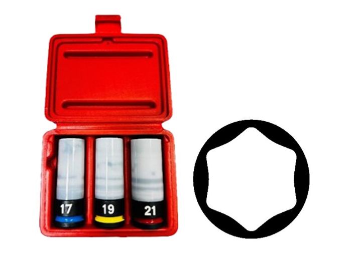 3PC - 1/2"DRIVE NUT-GUARD DEEP IMPACT SOCKET SET