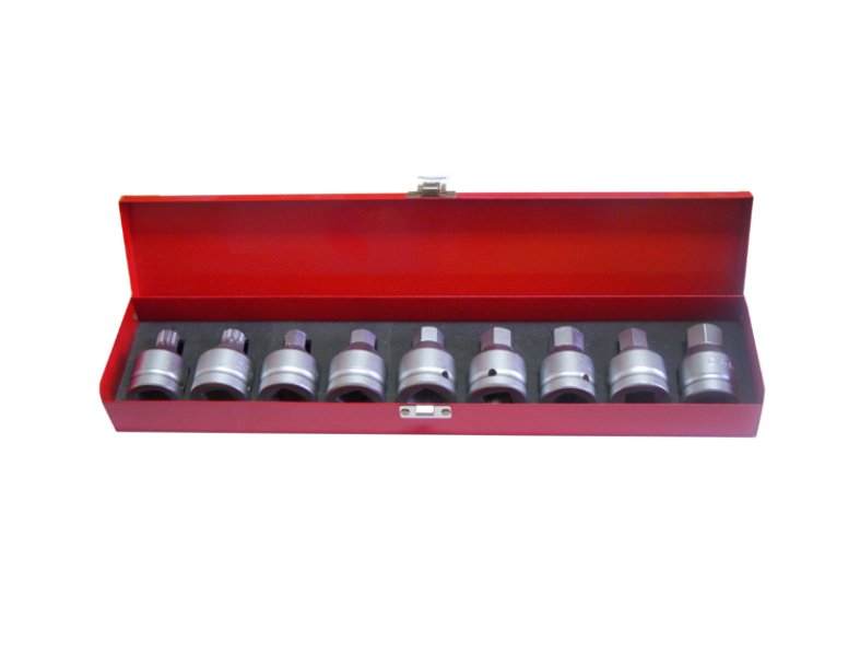 3/4" X 9 PCS HEX & SPLINE BIT SOCKET SET
