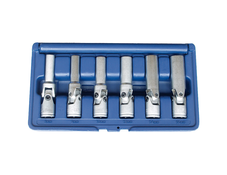 6 PCS 3/8" DR. UNIVERSAL GLOW PLUG SOCKET SET (SIZE: 8, 9, 10, 12, 14, 16 MM)