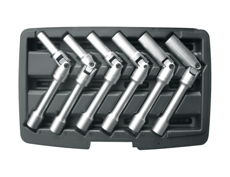 6 PCS 3/8" DR. EXTRA LONG GLOW PLUG SOCKET WRENCH SET ( SIZE : 8 ,9, 10, 12, 14, 16 )