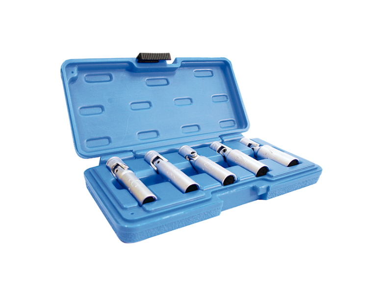 1/4" DR. X 5 PCS GLOW PLUG SOCKET (52 MM) (SIZE : 8, 9, 10, 12, 14 MM) 