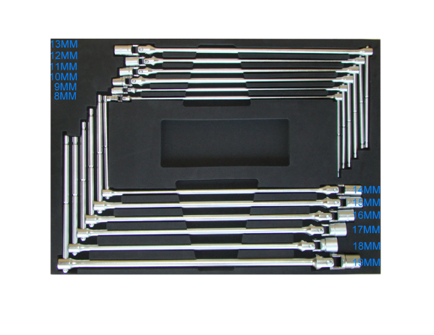 12 PCS SOCKET T - WRENCHES WITH UNIVERSAL JOINT