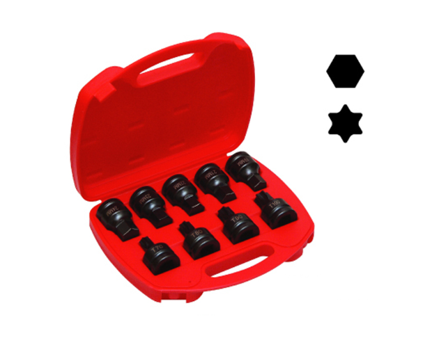 9 PCS 3/4" DRIVE METRIC HEX. & TX - STAR IMPACT BIT SOCKET