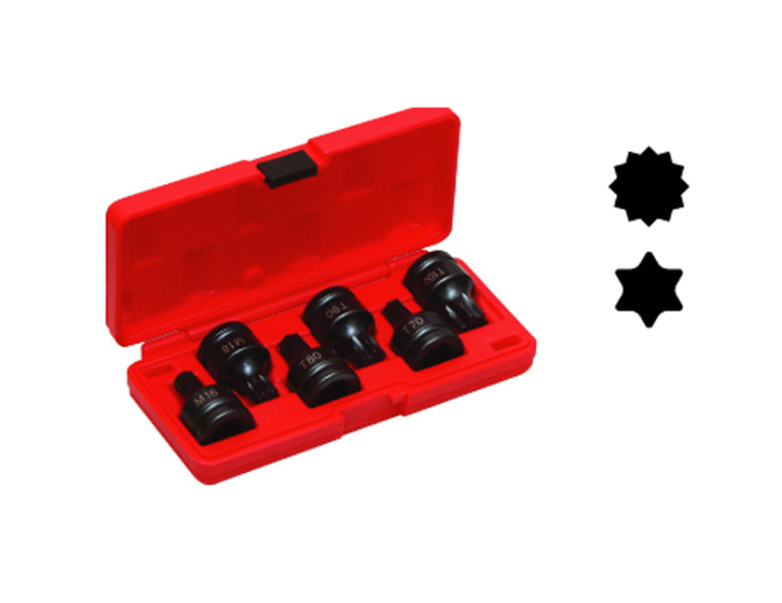 6 PCS 3/4" SQ. DRIVE TX-STAR & SPLINE IMPACT BIT SOCKET SET